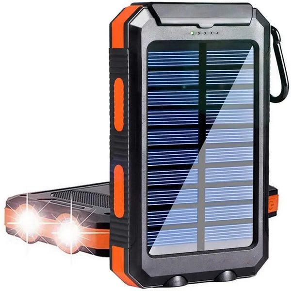 SOLUPUP Solar Power Bank with Built-in Cables, Flashlight, LED Lamp, and Two-Way Quick Charge – Portable Charger with USB & Type-C Output